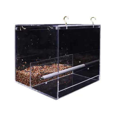 Kristalno čista akrilna kletka za ptice proti razlitju s prečko - enostavna namestitev  M