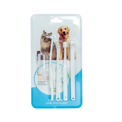 Komplet zobnih ščetk za hišne živali - večglava zobna ščetka za mačke in pse