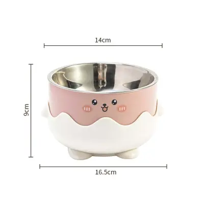 Ljubka risana posoda za hišne ljubljenčke: Nerjaveče jeklo, protizdrsna in vsestranska Pink