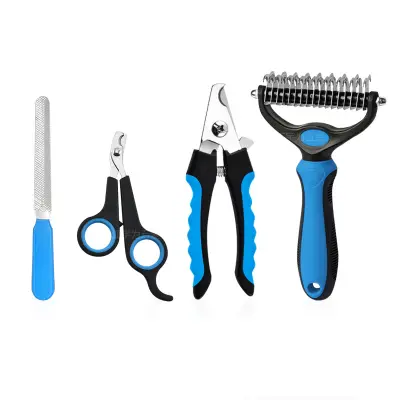 Komplet za nego hišnih ljubljenčkov za mačke in pse - komplet 4 kosov Blue