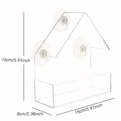 Triangularen prozoren podajalnik za ptice v obliki hiše - PMMA podajalnik