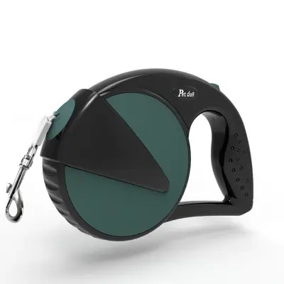 Vrvica za pse z zložljivim mehanizmom: Raztegljiv povodec za male, srednje in velike pse Green+Black