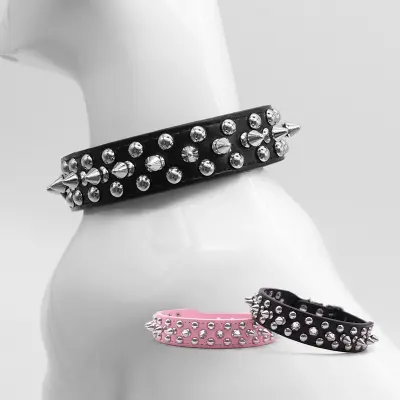 Ovratnica za hišne ljubljenčke - Udobno PU usnje Black S