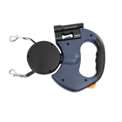 Dvojna pasja vrvica: zložljiva pasja vrvica za dva psa z zasnovo brez zapletanja Blue