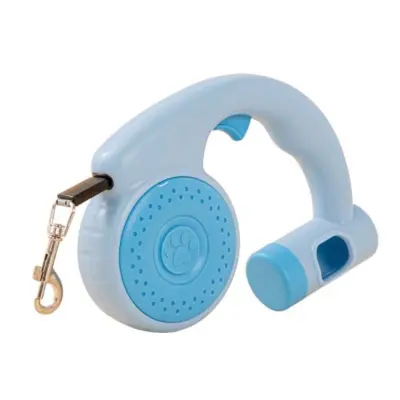 Večnamenski izvlečni pas za pse z dozirnikom za vrečke za iztrebke Blue