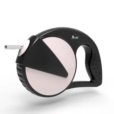 Vrvica za pse z zložljivim mehanizmom: Raztegljiv povodec za male, srednje in velike pse Black+Pink