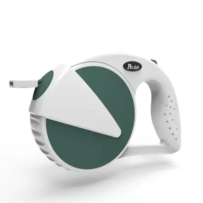 Vrvica za pse z zložljivim povodcem, zavoro na dotik in dolžino 3 m Green+White