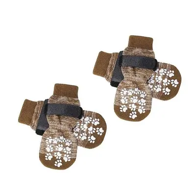 Pet Nogavice z Dvostranskim Protizdrsom - 4 Kosi, Vodoodporne in Protizdrsne Brown S