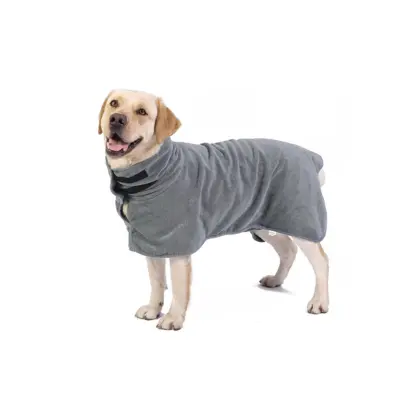 Siva kopalna halja za hišne ljubljenčke: hitro sušenje, nastavljiv ovratnik  XL