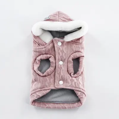 Pleten volnen topel pulover s kapuco za hišne živali - Zimska toplina in stil Pink S