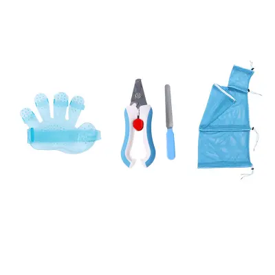 Komplet za nego hišnih ljubljenčkov z vrečo za kopanje mačk, krtačo za odstranjevanje dlake in škarjicami za nohte