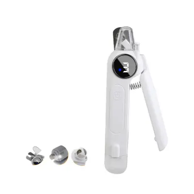 2-v-1 škarjice in brusilnik za nohte za hišne živali z LED lučko - varno in enostavno White