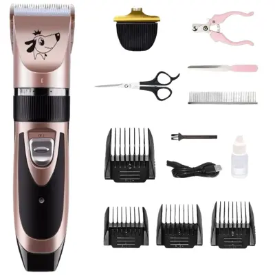 Komplet strižnikov za hišne živali v rožnato zlati barvi s škarjami - profesionalni komplet za nego