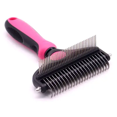 Grebenska krtača za hišne ljubljenčke za vozle in odpadanje dlake Pink S