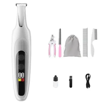 Vodoodporen strižnik za hišne živali - polnilni in tihi strižnik z LED zaslonom