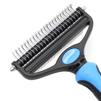 Grebenska krtača za hišne ljubljenčke za vozle in odpadanje dlake Blue M