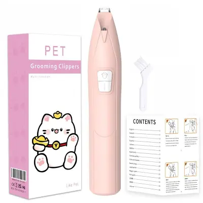 Nežni električni strižnik za hišne ljubljenčke z belo in rdečo lasersko lučko Pink