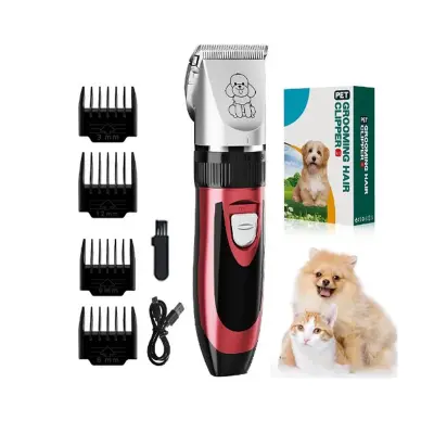 Električni strižnik za hišne ljubljenčke z nadgrajeno keramično glavo - rdeč