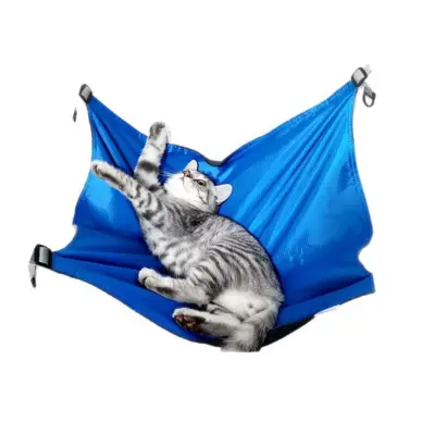 Nastavljiva viseča mreža za mačke - mehka plišasta in trpežna postelja za hišne ljubljenčke Blue