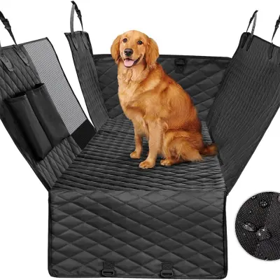 Črna prevleka za zadnji sedež avtomobila za hišne živali - vodoodporna, nedrseča