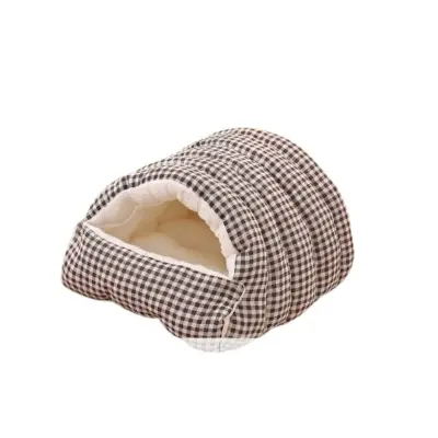 Snemljiva, pralna zaprta postelja za hišne živali - mehka in udobna mačja/pasja jama za vse letne čase Grey M