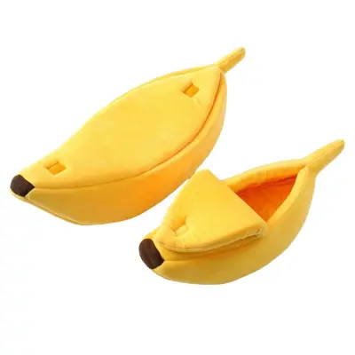 Banana Pet Bed: Mehka in udobna spalna vreča za mačke in majhne pse Yellow