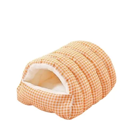 Snemljiva, pralna zaprta postelja za hišne živali - mehka in udobna mačja/pasja jama za vse letne čase Yellow M