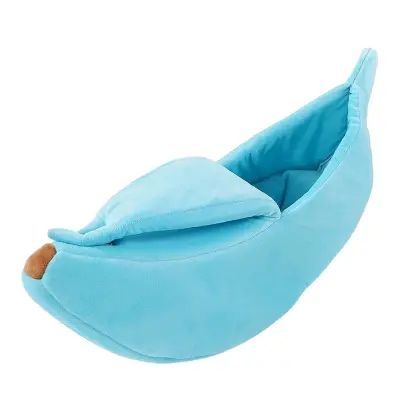 Banana Pet Bed: Mehka in udobna spalna vreča za mačke in majhne pse Blue