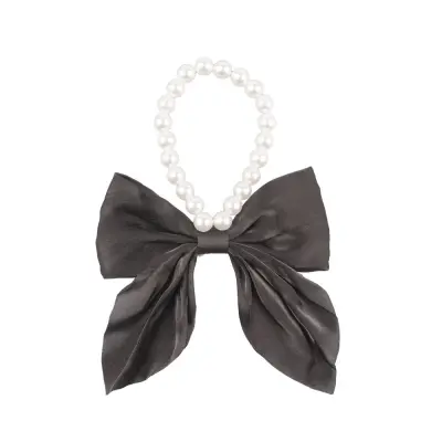 Eleganten biserni ovratnik za hišne ljubljenčke z elastičnim trakom in pentljo Black