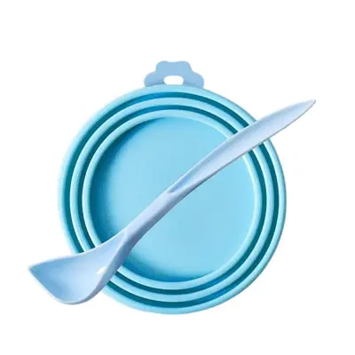 Silikonski pokrov za konzerve za hrano za hišne živali - univerzalno, nepredušno tesnilo Blue
