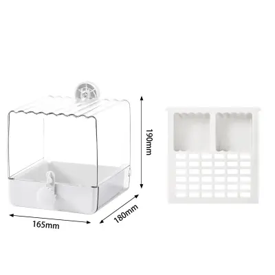 2-v-1 posoda za kopanje in hranjenje papige - Enostavno čiščenje White