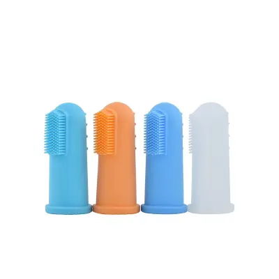 4-Pack Silikonskih zobnih ščetk za prste za nego zob psov in mačk