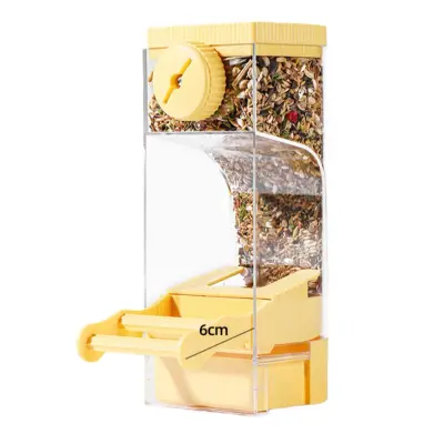 Nadgrajena 2.0 dvojna gred za hranjenje ptic - prozorna, enostavno polnjenje Yellow