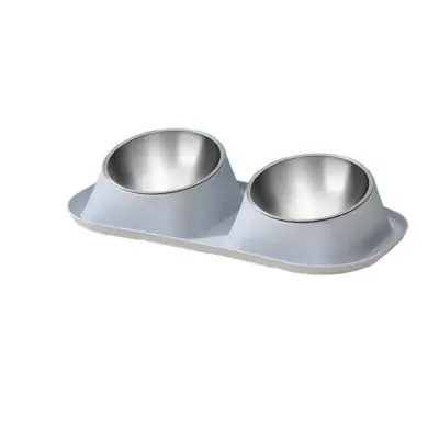 Dvoposteljna posoda za hišne ljubljenčke iz nerjavečega jekla za zaščito vratu Grey