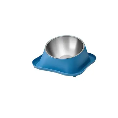 Ergonomski nerjaveči jekleni posoda za hišne ljubljenčke za zaščito vratu Blue