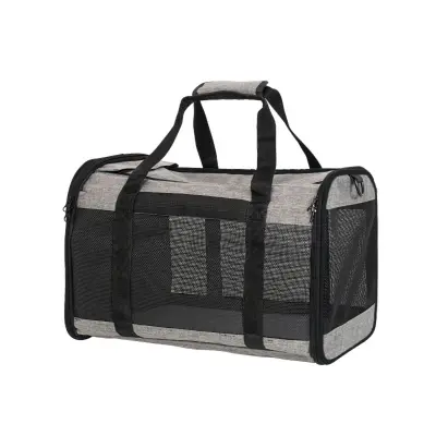 Prenosljiva torba za hišne ljubljenčke: Prostorna, zračna potovalna torba za male pse in mačke Grey+Black