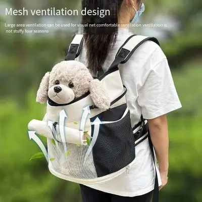 Zložljiv nahrbtnik za hišne ljubljenčke: Prenosni nosilec za majhne pse in mačke Beige