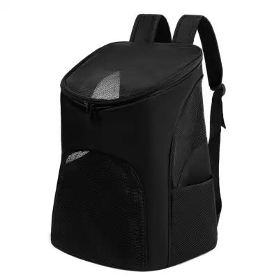 Prenosni nahrbtnik za hišne ljubljenčke: prostoročen, zračen nosilec za male pse in mačke Black