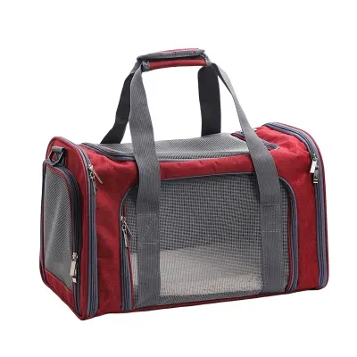 Prenosni nosilec za hišne živali: Zračna potovalna torba z velikim prostorom za mačke in pse Red
