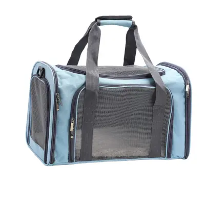 Prenosni nosilec za hišne živali: Zračna potovalna torba z velikim prostorom za mačke in pse Blue
