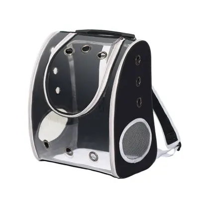 Prozoren, zračen nahrbtnik za hišne ljubljenčke velike prostornine - nosilec za mačke in pse Black