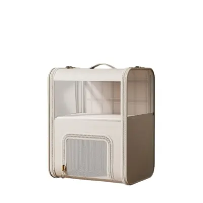 Bež dvoslojni nahrbtnik za prenašanje hišnih ljubljenčkov - prenosen in zračen