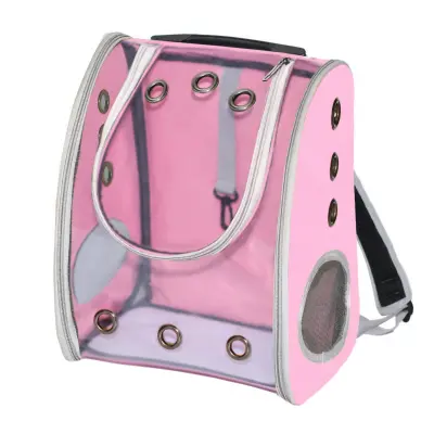 Prozoren, zračen nahrbtnik za hišne ljubljenčke velike prostornine - nosilec za mačke in pse Pink