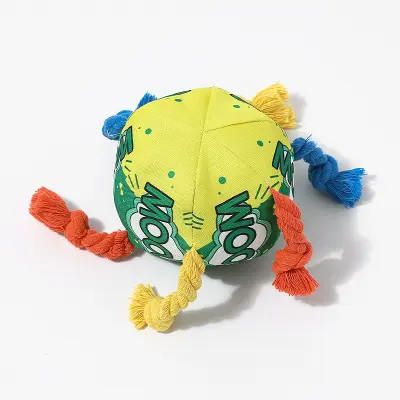 Poliesterska žoga za žvečenje za pse z vozli - interaktivna in čisti zobe