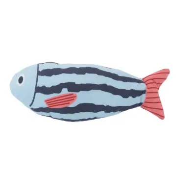 Plišasta igrača za pse s piskanjem – modri črtasti rep za izraščanje zob