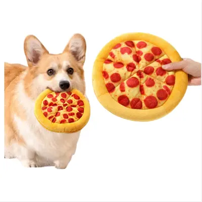 Plišasta pica s škripajočo igračo za pse - interaktivna in mehka igrača