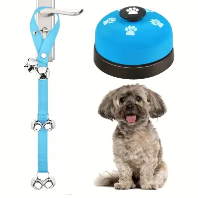 Zvonec za usposabljanje hišnih ljubljenčkov: 2,5 cm široka vrv s 7 zvončki + zvonec za kahlico in igro Blue