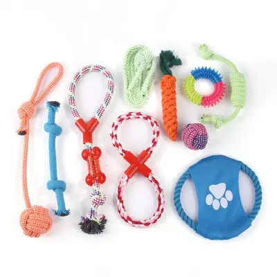10-delni komplet igrač za pse iz vrvi - interaktivne bombažne igrače za žvečenje