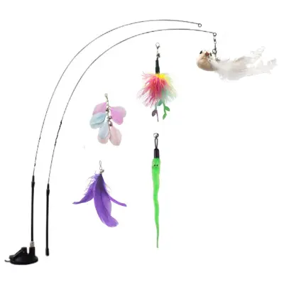 Interaktivna igrača za mačke - Nadgrajen komplet priseskov z dvojnimi perjanicami