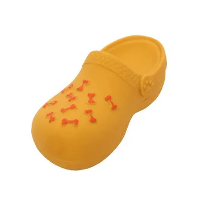 Piskaajoča Igrača za Pse iz Lateksa v Obliki Copata za Nego Zob in Proti Dolgčasu Orange